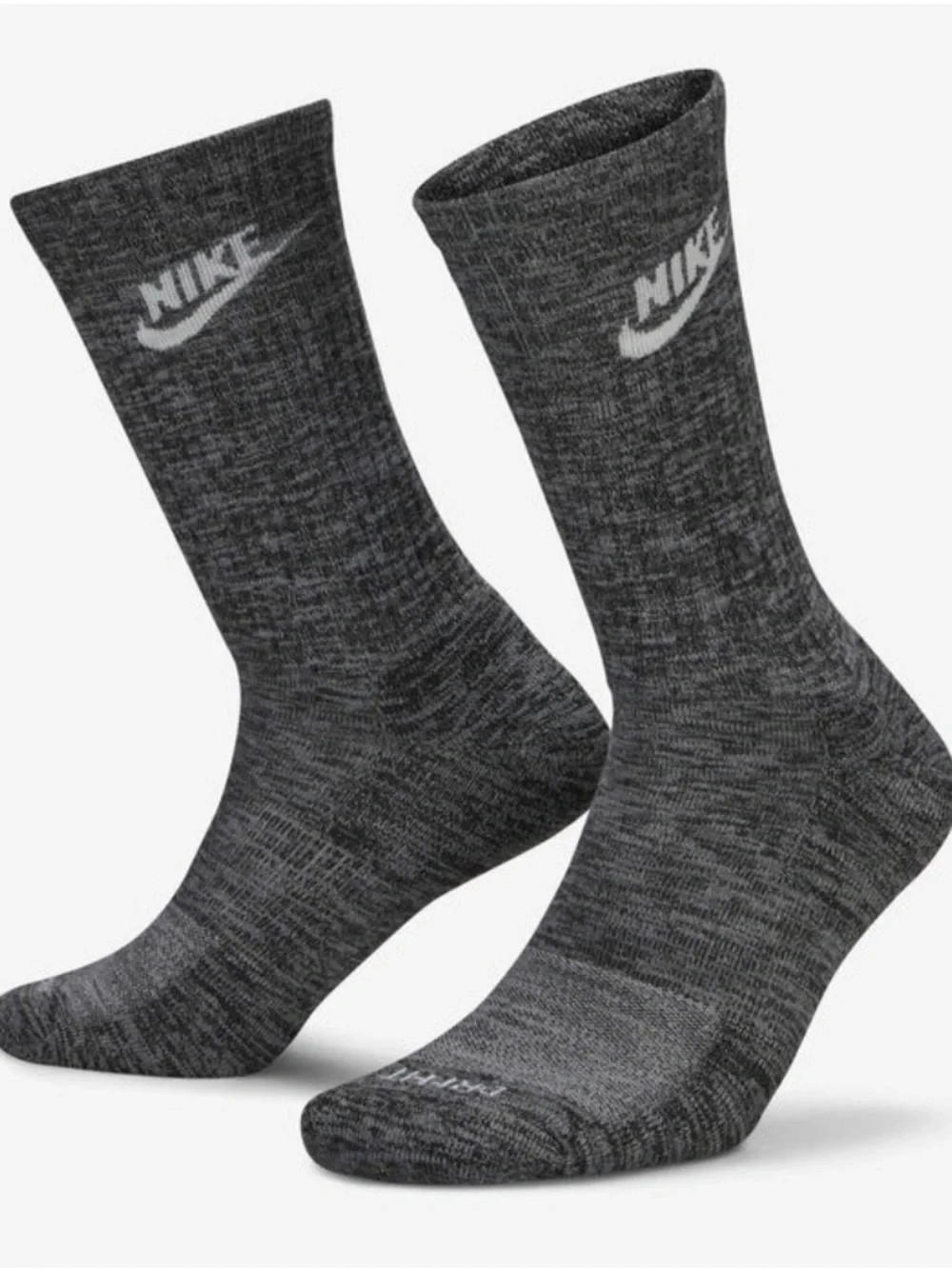 Nike Men’s Everyday Plus Crew Socks 2 Pack NWT Gray Cushioned Athletic Socks